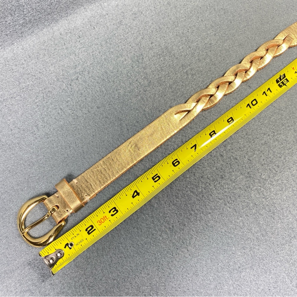 Lauren Ralph Lauren Women's Belt Sz L, Metallic Gold Leather w/Gold-tone Buckle - Picture 13 of 16
